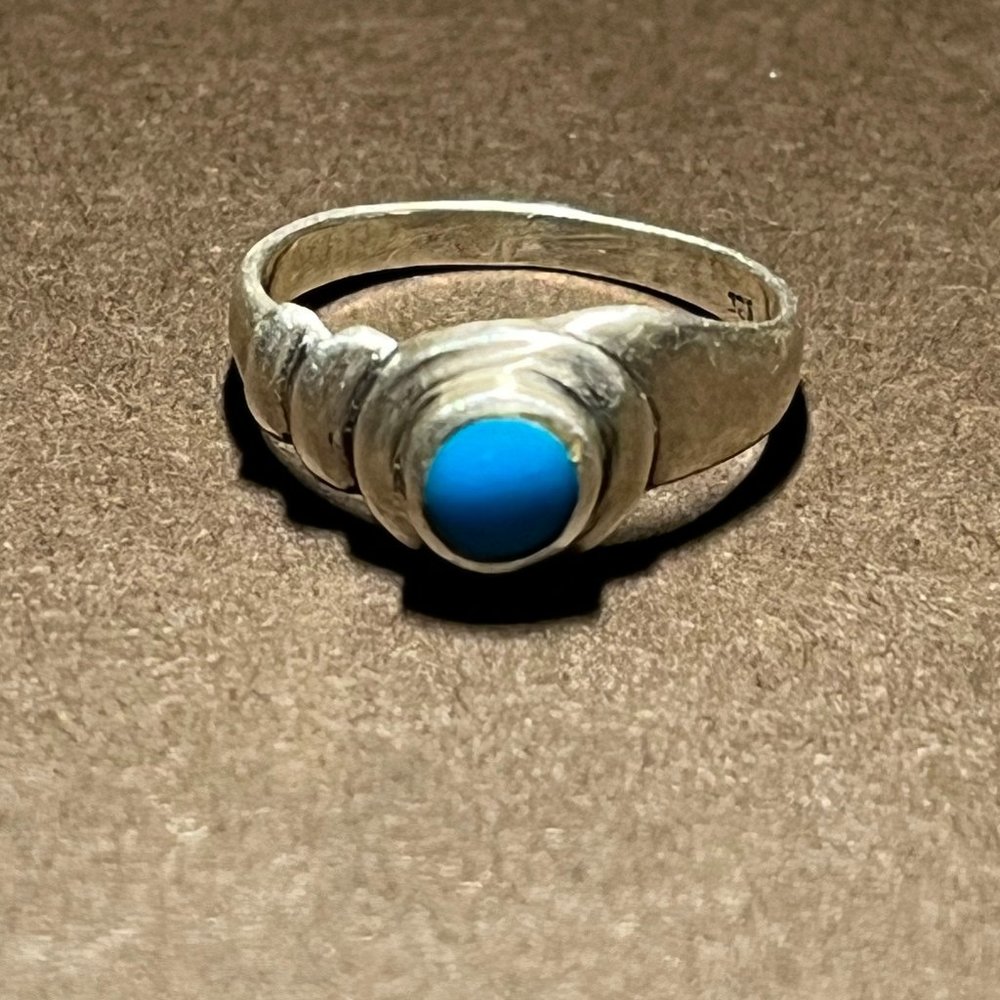 Vintage Sterling Silver Turquoise Modernist Southwestern Style